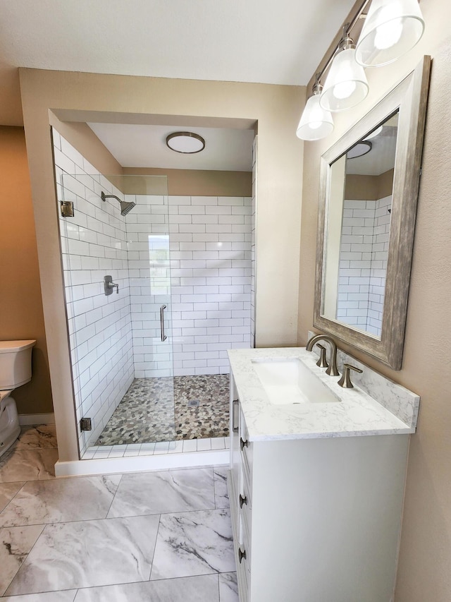1322 S David Ave, Covington, VA 24426 - full bathroom with marble finish floor, a shower stall, toilet, and vanity