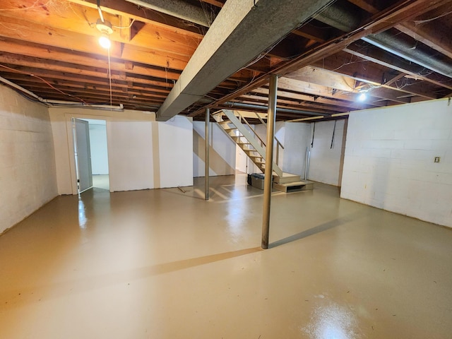 1322 S David Ave, Covington, VA 24426 - basement featuring concrete block wall and stairway