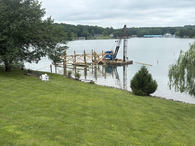 350 Tracy Dr, Moneta, VA 24121 - dock area featuring a water view, a yard, and a forest view
