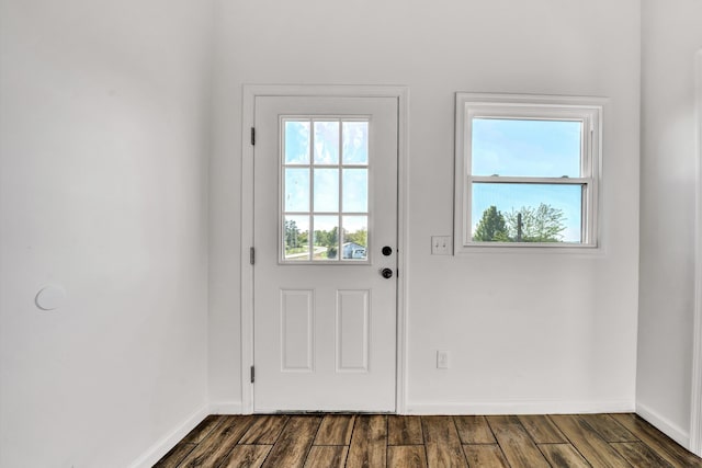 2288 Mud Pike Rd, Christiansburg, VA 24073 - doorway to outside with dark wood-style flooring and baseboards