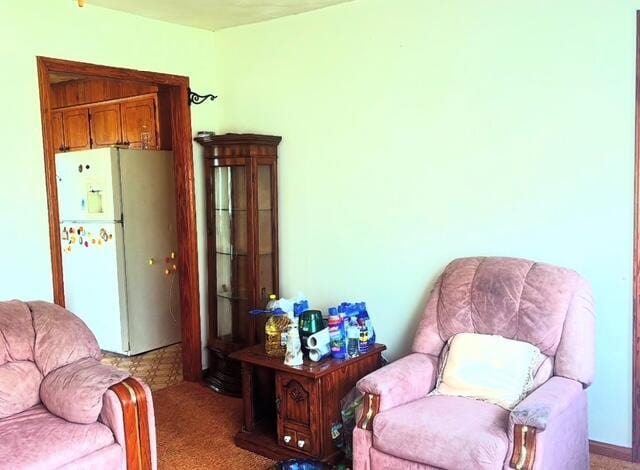 sitting room with carpet flooring