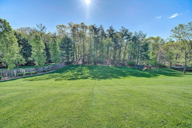 view of yard with fence and playground community