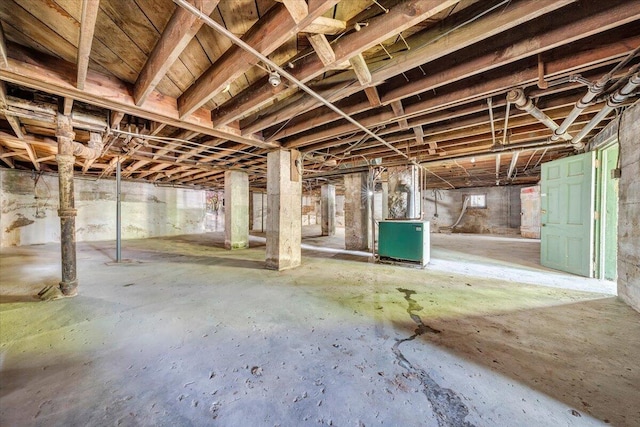 view of unfinished basement