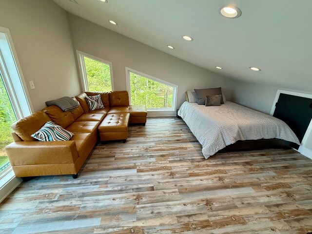 101 Retreat Ln, Huddleston, VA 24104 - bedroom featuring recessed lighting, wood finished floors, and lofted ceiling