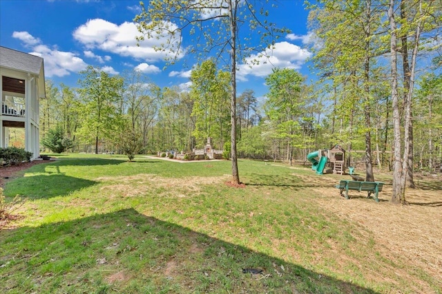 view of yard featuring a playground