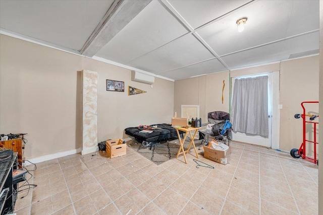 712 Baltimore Ave, Bedford, VA 24523 - living area with an AC wall unit and baseboards