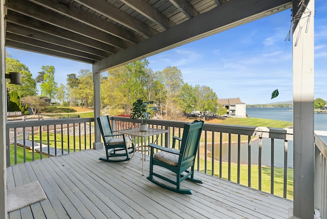 75 Dockside Cir Unit 308, Moneta, VA 24121 - wooden deck with a lawn and a water view