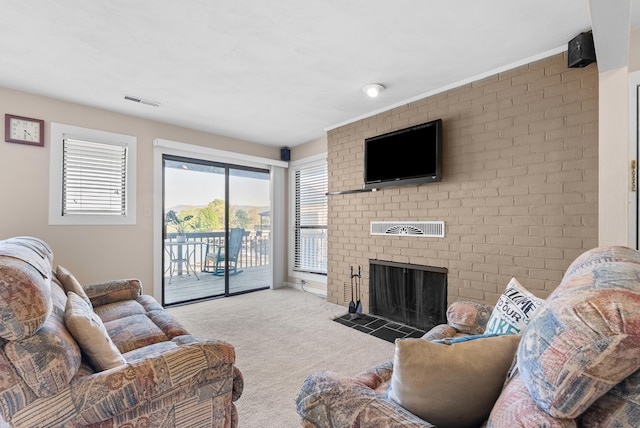 75 Dockside Cir Unit 308, Moneta, VA 24121 - carpeted living area with visible vents and a fireplace