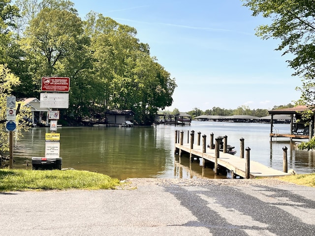dock area with a water view