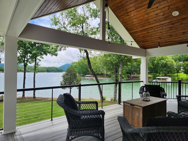 511 Autumn Ave, Huddleston, VA 24104 - wooden deck featuring a water view, a lawn, and grilling area