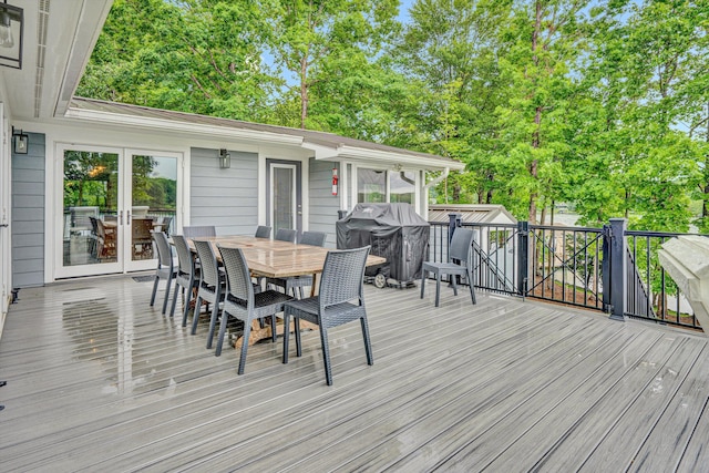 511 Autumn Ave, Huddleston, VA 24104 - wooden deck featuring outdoor dining space and french doors
