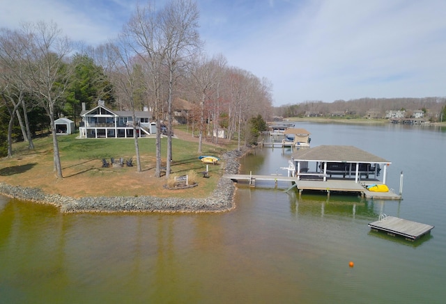 511 Autumn Ave, Huddleston, VA 24104 - dock area with a water view and a yard