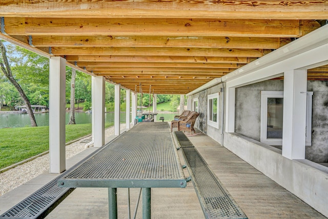 511 Autumn Ave, Huddleston, VA 24104 - wooden deck with a water view and a lawn