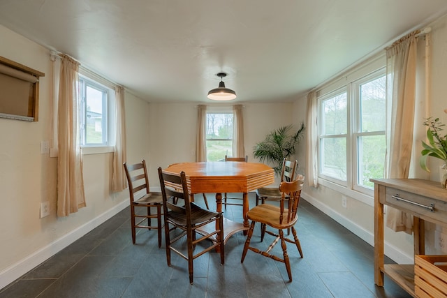 dining room featuring baseboards and a wealth of natural light