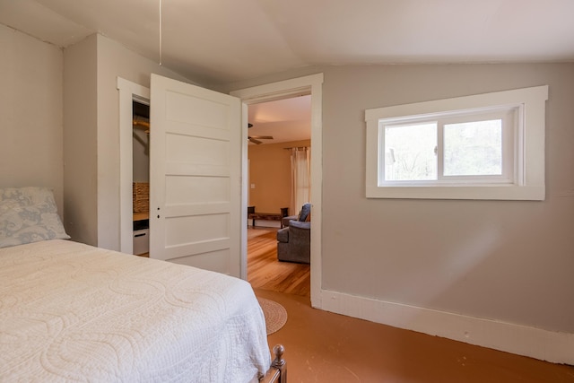 bedroom with vaulted ceiling