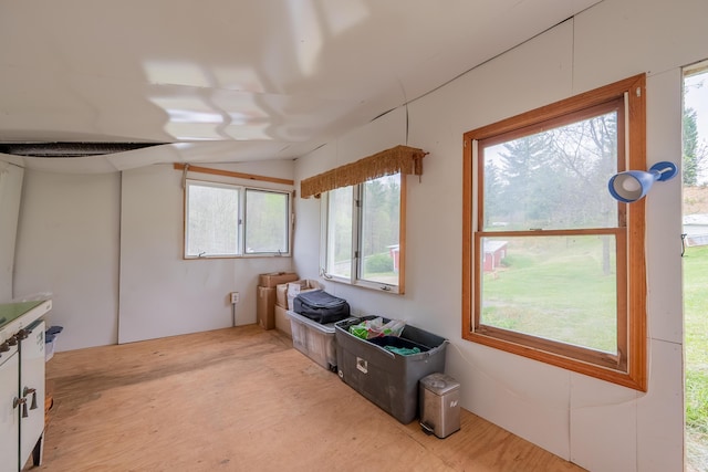 interior space featuring vaulted ceiling