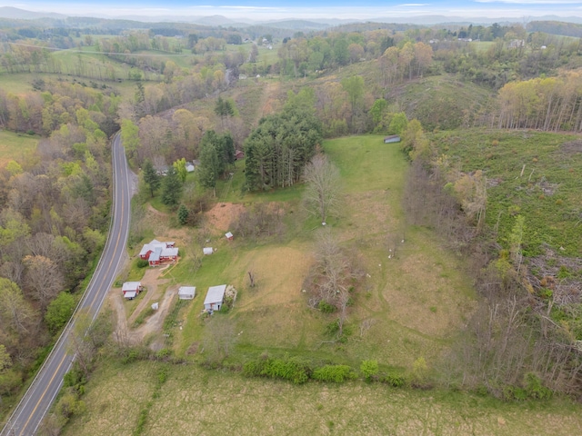 drone / aerial view with a rural view