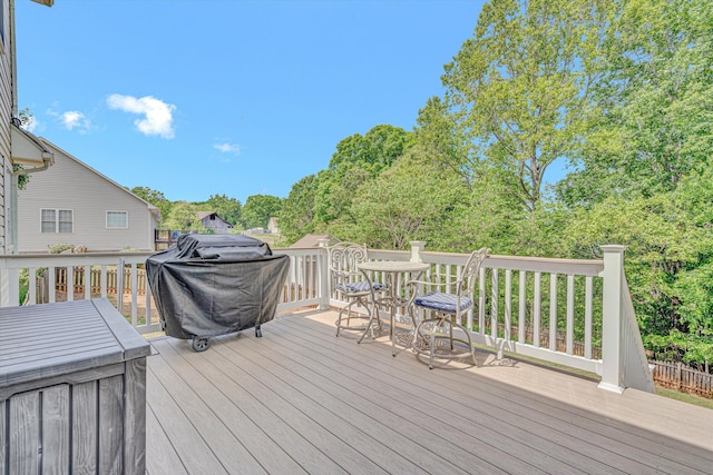 deck with a grill