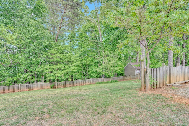 view of yard featuring a fenced backyard