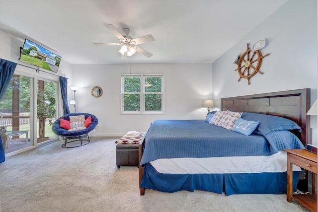 1165 Joffrey Dr, Huddleston, VA 24104 - bedroom with access to outside, carpet, baseboards, and a ceiling fan