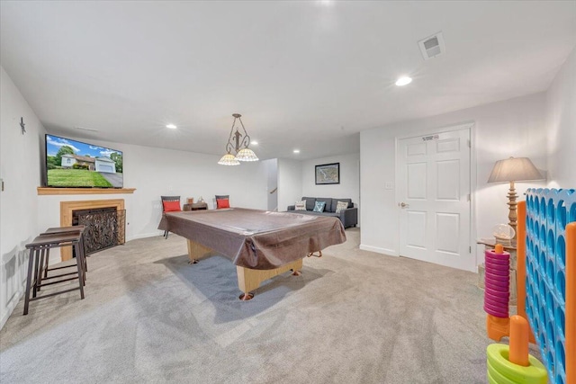 1165 Joffrey Dr, Huddleston, VA 24104 - rec room featuring carpet flooring, pool table, recessed lighting, and baseboards
