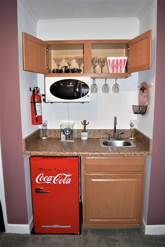 1165 Joffrey Dr, Huddleston, VA 24104 - indoor wet bar with crown molding and baseboards