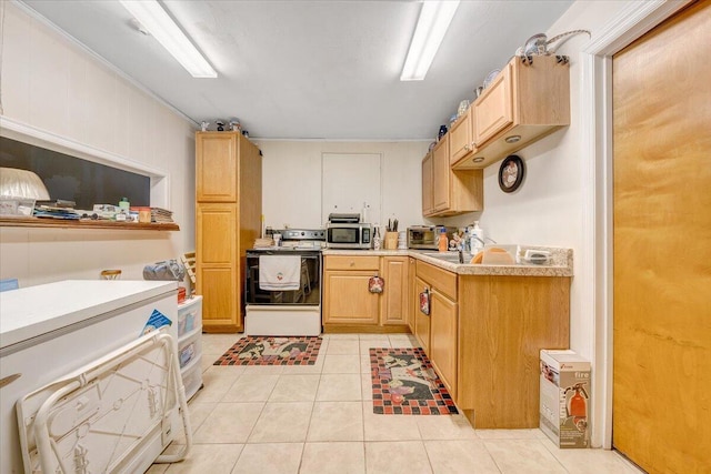 living room with tile patterned floors