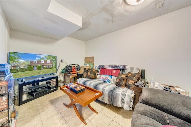 living room featuring tile patterned floors