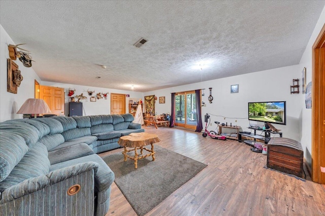 1296 Emerald Valley Way, Huddleston, VA 24104 - living room featuring a textured ceiling and light wood-style flooring