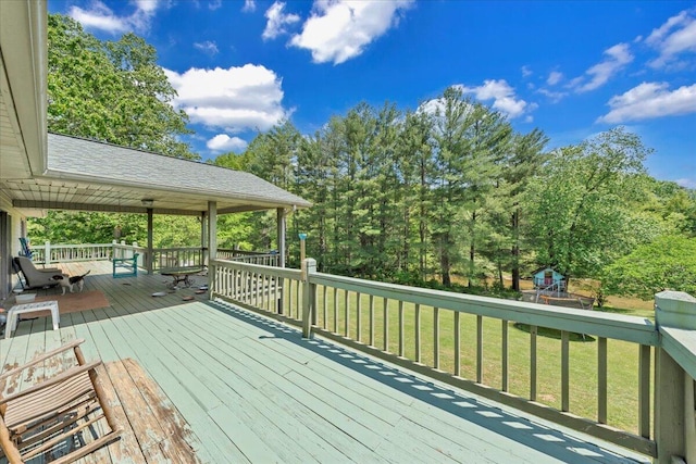 1296 Emerald Valley Way, Huddleston, VA 24104 - deck with a lawn and view of scattered trees