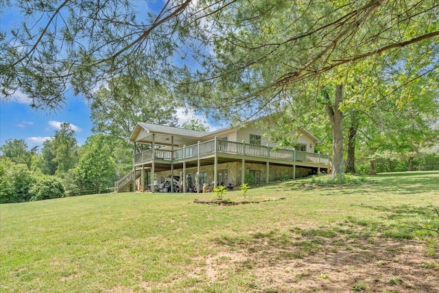 1296 Emerald Valley Way, Huddleston, VA 24104 - view of grassy yard with a deck and stairs