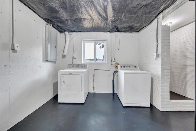 laundry area featuring independent washer and dryer and electric panel