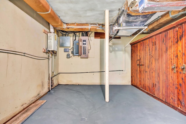 unfinished below grade area with electric panel