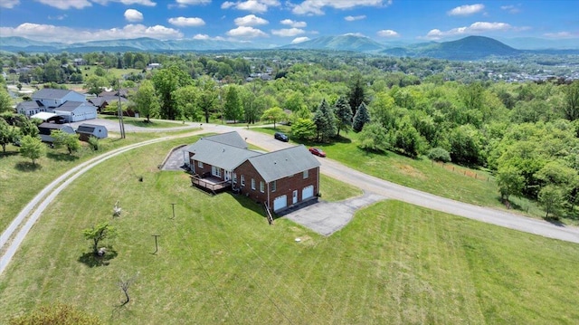bird's eye view featuring a mountain view