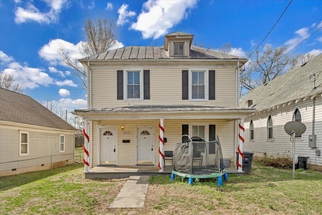 1012 Loudon Ave NW, Roanoke, VA 24016 - american foursquare style home with covered porch, a front yard, and metal roof