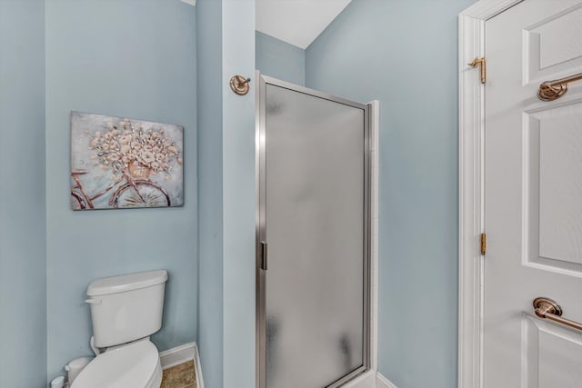 77 Sunview Cir, Moneta, VA 24121 - full bathroom with baseboards, a stall shower, and toilet