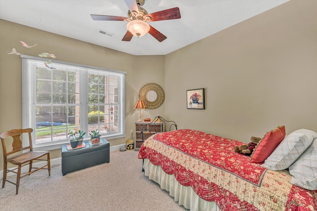 77 Sunview Cir, Moneta, VA 24121 - bedroom featuring carpet floors, baseboards, a ceiling fan, and visible vents