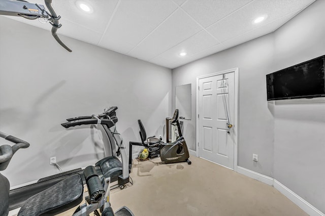 77 Sunview Cir, Moneta, VA 24121 - workout area with recessed lighting, baseboards, and a drop ceiling