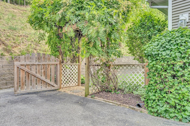 view of gate with fence