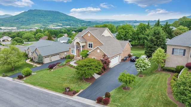 view from above of property featuring a mountain backdrop