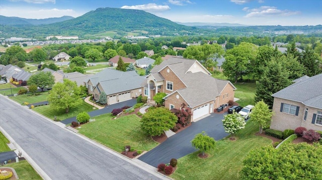 aerial perspective of suburban area with mountains