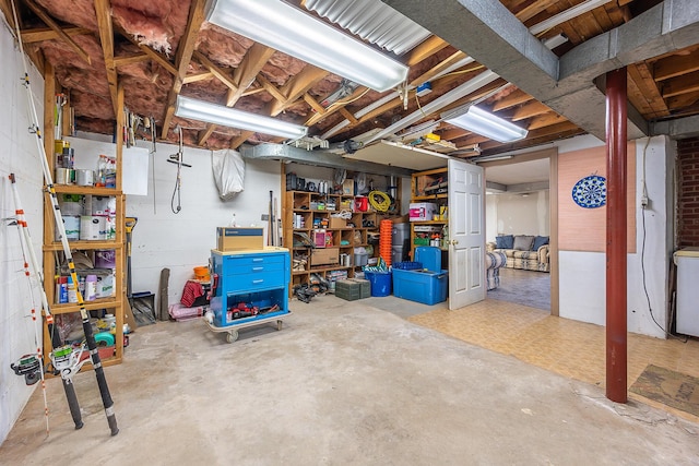 view of unfinished basement