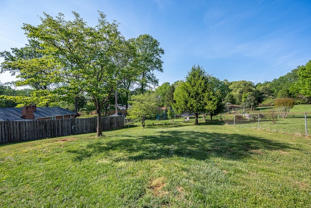 view of yard with a fenced backyard