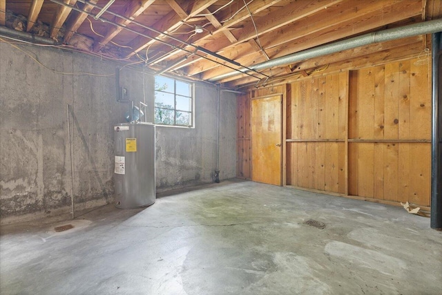 basement with water heater