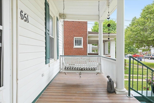 deck featuring covered porch
