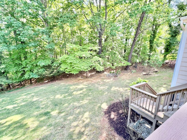 view of yard with a deck