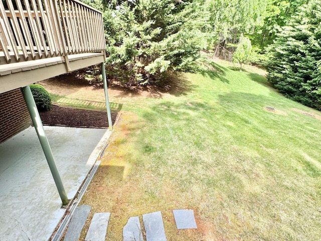 view of yard featuring a wooden deck