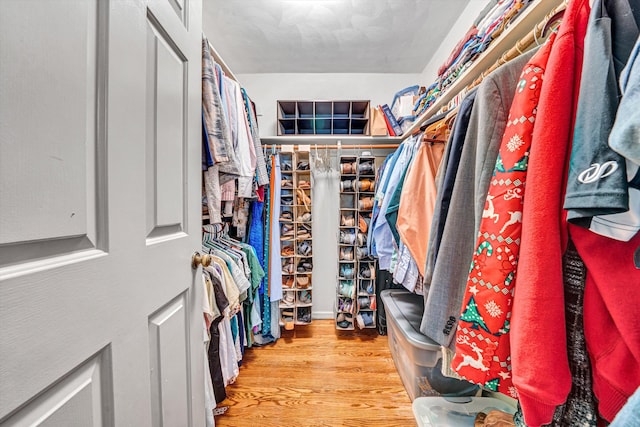 spacious closet with wood finished floors