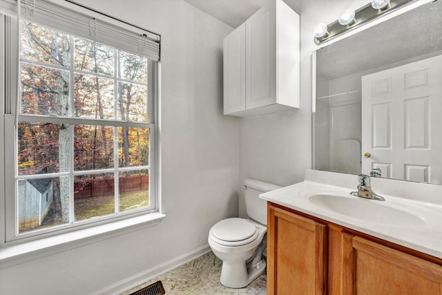 260 Harbor Landing Dr, Moneta, VA 24121 - bathroom featuring toilet, vanity, baseboards, and healthy amount of natural light