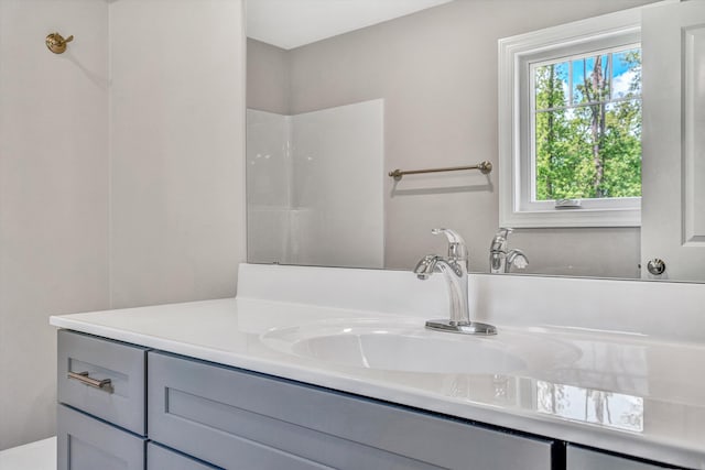 full bath featuring vanity and a shower
